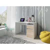 Inosign Schreibtisch "Tinsley", weiß (weiß, sonoma eiche, weiß, weiß), B:120cm H:76cm T:53cm, Tische, Schreibtisch, mit Schublade, und Tür, Breite 120 x53 cm