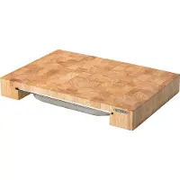 Continenta Schneidebrett , beige (natur, silberfarben), B:32,5cm H:6,5cm L:48cm, Massivholz, Schneidebretter, Schneidebrett, Handarbeit, mit Edelstahlschublade