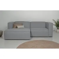 Andas Ecksofa "Dalby, L-Form", grau (light grau), B:228cm H:73cm T:154cm, 100% PES, Sofas, Ecksofa, extra tiefe Sitzfläche, mit Kedernaht, angenehmer Sitzkomfort