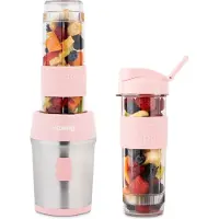 Koenig Mini Smoothie Maker, Blender elektrisch, Transportabel 570mL SMOO12 BPA-frei 300W, Smoothie Mixer 2 tragbar Flaschen, Pastellrosa