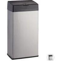 Relaxdays Kosmetikeimer Edelstahl, Mülleimer für Küche & Bad, leichtgängige Push-Funktion, Badmülleimer, 6 Liter, silber