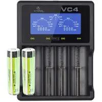AccuCell Panasonic 18650 Li-Ion Akku geschützt mit 3,7 Volt, 3400mAh 2 Stück und LCD-Schnell-Ladegerät