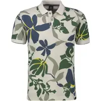 Lerros Poloshirt "Poloshirt, sommerlich-floral gemustert", Herren, Gr. S, weiß (broken weiß), 100% Baumwolle, ohne Ausschnitt, Shirts Poloshirt