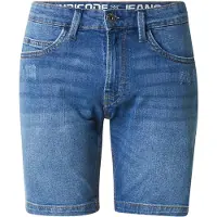 Indicode Shorts "INMacfly", Herren, Gr. M, N-Gr, blau (ocean jeans blau), Web, Obermaterial: 98% Baumwolle, 2% Elasthan, unifarben, regular fit knielang, Hosen Shorts
