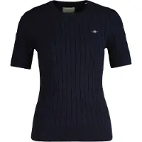 Gant T-Shirt "T-Shirt STRETCH COTTON CABLE C-NECK 1er Pack", Damen, Gr. XL, blau, Obermaterial: 88% Baumwolle CO. 10% Polyamid PA. 2% Elasthan EL., Shirts T-Shirt