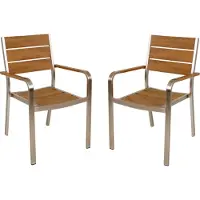 Garden Pleasure Gartenstuhl-Set Florence Teak/Champagner 4er-Set