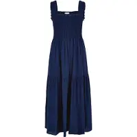 Apricot Midikleid "Midikleid", Damen, Gr. S (36), N-Gr, blau (navy), gewebt, Obermaterial: 100% Viskose CV., uni, normal, eckiger Ausschnitt, Kleider Midikleid, mit Smockdetails