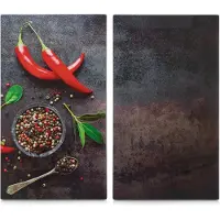 Zeller Chili Herdabdeck-/Schneideplatten-Set, 2-teilig, Glasschneideplatte als ideale Unterlage zum Schneiden und Servieren von Speisen, Maße: 30 x 52 cm, ESG-Sicherheitsglas