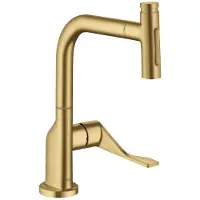 Hansgrohe AXOR Citterio Küchenmischer mit Ausziehbrause bis 50 cm, ComfortZone 230, Ausladung 219 mm, 39863250, Farbe: Brushed Gold Optic