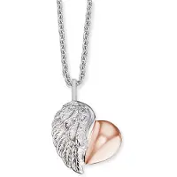 Engelsrufer Kette mit Anhänger "HERZFLÜGEL", rosa (silberfarben, roségoldfarben), Halsketten, Damen, Silber 925 (Sterlingsilber), L: 44, Kette mit Anhänger, mit Zirkonia (synth.)