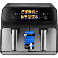 ProfiCook Heißluftfritteuse 2 Kammern | 8 L Heißluft Fritteuse Doppelkammer | kein Öl oder Fett | Air Fryer m. Color-Display | Doppel Heißluft-Fritteuse 2200 Watt | Airfryer XXL | PC-FR 1287 H