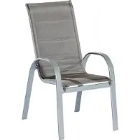 Merxx Stapelsessel "Amalfi di Lusso" 2er Set - Aluminiumgestell Silber mit Textilbespannung Diamantbraun