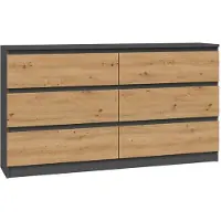 Top E Shop Topeshop M6 140 ANT/ART KPL, Anthrazit, Eiche, 6 Schublade(n), Partikelbord, Einfarbig, Modern, Partikelbord