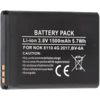 AccuCell Akku passend für Nokia 8110 4G 2017, BV-6A Li-Ion 3,8 Volt 53,2 x 38,0 x 5,9mm