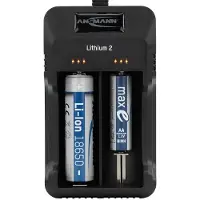 Ansmann Lithium 2 Ladegerät für 1-2 Li-Ion Akku 3,6V, 3,7V mit LED-Ladestatusanzeigen, schwarz