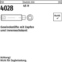 Reyher DIN 915 / ISO 4028 - Stahl 45H blank - M 20x90 - Gewindestift mit ISK und Zapfen