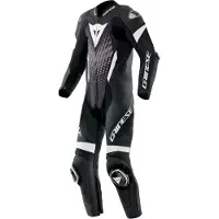 Dainese Laguna Seca 6 Schwarz Weiß Anthrazit 1-Teiler Motorrad Lederkombi Größe 50