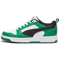 Puma Kinder Sportschuhe/ Basketballschuhe/ Low Sneaker REBOUND V6 JR Weiß-Grün Kunstleder Größe: 3