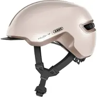ABUS Fahrradhelm HUD-Y - mit magnetischem, aufladbarem LED-Rücklicht & Magnetverschluss - Stilsicherer Urban-Helm für den Alltag - für Damen und Herren - Beige Matt, Größe S (51-55 cm)