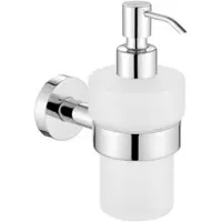 AVENARIUS BAD. FUNKTION. DESIGN. Serie 200 Seifenspender, mit Schallschutzring, Hochwertiger Spender mit Glas satiniert, Maße (B x H x T): 75 x 147 x 172 mm