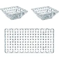 Nachtmann Servierplatte "Servierplatten Bossa Nova 3er Set transparent", bunt (transparent), B:2cm H:2cm L:2cm T:2cm, Glas, Servierplatten, Servierplatte, Erhöhte Bruchfestigkeit
