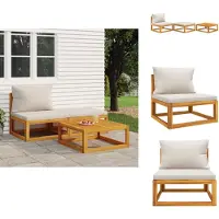 The Living Store 3-tlg. Garten-Lounge-Set mit Kissen Massivholz Akazie