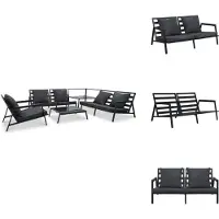vidaXL 5-tlg. Garten-Lounge-Set mit Auflagen Aluminium Dunkelgrau - Gartenmöbel-Sets
