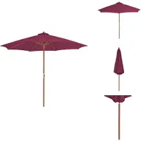 vidaXL Sonnenschirm mit Holz-Mast 300 cm Bordeauxrot - Sonnenschirme & Sonnenschutze