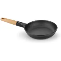 BRA Market | 18 cm Bratpfanne, Aluminiumguss, abnehmbarer Griff aus Naturholz, dreischichtige Antihaftbeschichtung, PFOA-frei, für alle Herdarten geeignet, auch Induktion