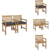 vidaXL Gartenstühle 2 Stk. mit Anthrazit Kissen Massivholz Teak - Gartenstühle