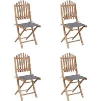 vidaXL 5-tlg. Garten-Essgruppe mit Kissen Klappbar Bambus - Gartenmöbel-Sets