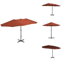 vidaXL Sonnenschirm mit Aluminium-Mast 460x270 cm Terracotta-Rot - Sonnenschirme & Sonnenschutze