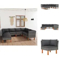 vidaXL 8-tlg. Garten-Lounge-Set mit Kissen Poly Rattan Grau - Gartenmöbel-Sets