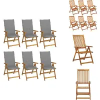 vidaXL Klappbare Gartenstühle 6 Stk. mit Auflagen Massivholz Akazie - Gartenstühle