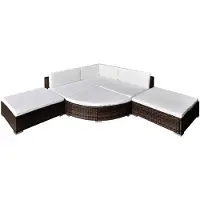 vidaXL 6-tlg. Garten-Lounge-Set mit Auflagen Poly Rattan Braun - Gartenmöbel-Sets