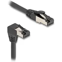 DeLOCK 80448 RJ45 Patchkabel CAT 8.1 S/FTP 5.00 m Schwarz Gewinkelter Kabelabgang, doppelt geschirmt 1 St.
