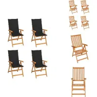 vidaXL Gartenstühle 4 Stk. mit Schwarzen Kissen Massivholz Teak - Gartenstühle