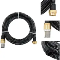 vidaXL Saugschlauch mit Messing-Anschlüssen Schwarz 1,1" 3 m PVC - Gartenschläuche