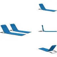 vidaXL Klappbare Strandmatte 2 Stk. Stahl und Stoff Blau - Sonnenliegen