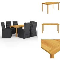 vidaXL 7-tlg. Garten-Essgruppe Schwarz - Gartenmöbel-Sets