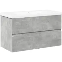 vidaXL 2-tlg. Badmöbel-Set Betongrau Holzwerkstoff