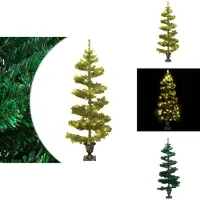 vidaXL Spiral-Weihnachtsbaum mit Beleuchtung und Topf Grün 120 cm - Weihnachtsbäume