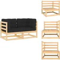 The Living Store Garten-Ecksofas 2 Stk. mit Kissen Massivholz Kiefer