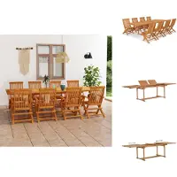 vidaXL 9-tlg. Garten-Essgruppe Teak Massivholz - Gartenmöbel-Sets