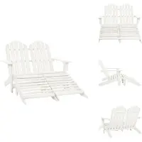 vidaXL 2-Sitzer Adirondack-Gartenbank mit Fußstütze Tannenholz Weiß - Gartenstühle