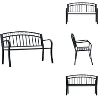 vidaXL Gartenbank 125 cm Schwarz Stahl - Gartenbänke
