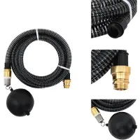 vidaXL Saugschlauch mit Messing-Anschlüssen Schwarz 1,1" 10 m PVC - Gartenschläuche