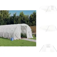 vidaXL Gewächshaus mit Stahlrahmen Weiß 36 m² 12x3x2 m - Gewächshäuser