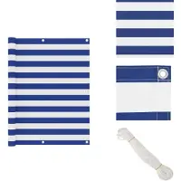 vidaXL Balkon-Sichtschutz Weiß und Blau 120x500 cm Oxford-Gewebe - Sonnenschirme & Sonnenschutze