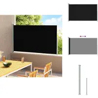 vidaXL Seitenmarkise Ausziehbar 220x300 cm Schwarz - Sonnenschirme & Sonnenschutze
